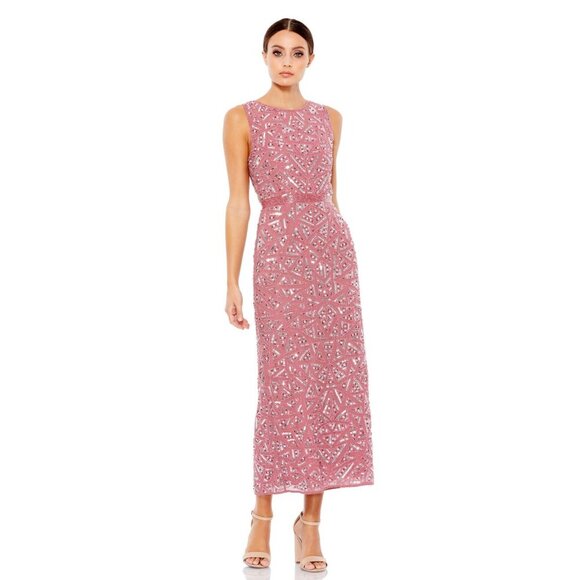 Mac Duggal Dresses & Skirts - NWT Mac Duggal Geometric Patterned Sequin Midi Dress 14 Rosewood #8264